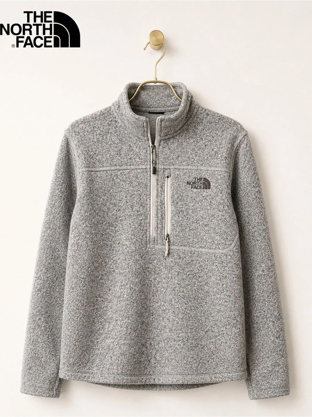 The North Face Men’s Heather Gray Sweater Fleece 1/4 Zip Pullover Size Large